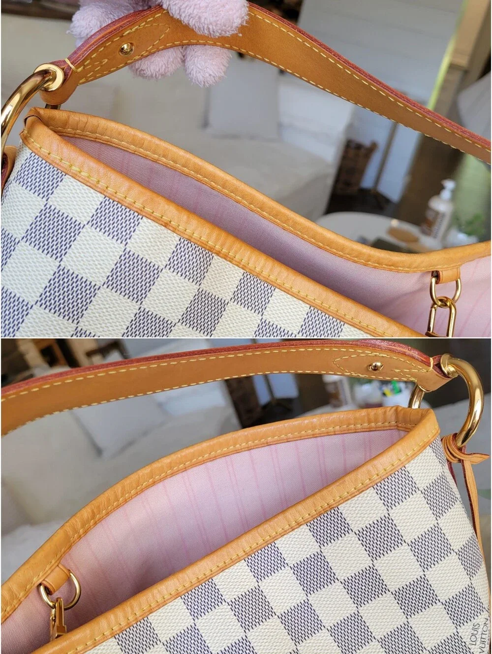 BEAUTIFUL🩷 Louis Vuitton DELIGHTFUL MM Damier Azur Hobo Shoulder Bag